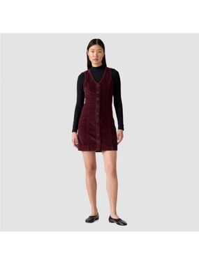 Levi's Burgundy Corduroy Button-Front Mini Dress